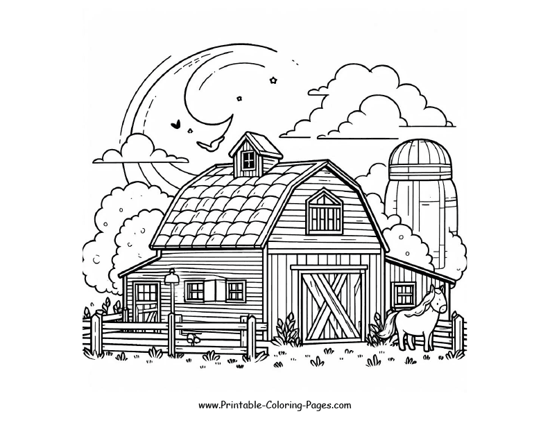 Farm Barns House Printable Coloring Page 10
