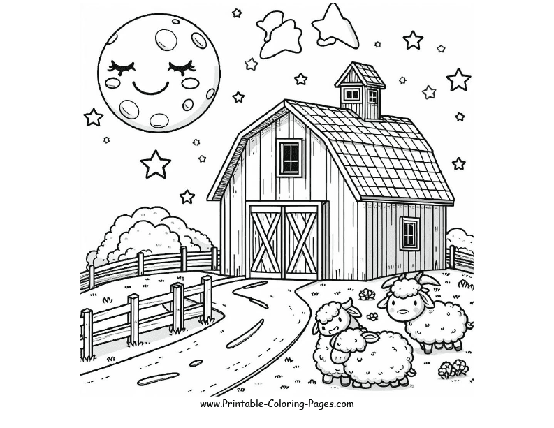 Farm Barns House Printable Coloring Page 11