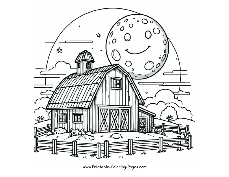 Farm Barns House Printable Coloring Page 3