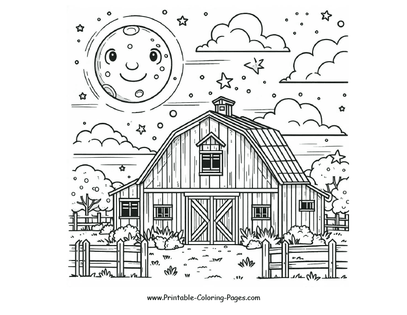 Farm Barns House Printable Coloring Page 4