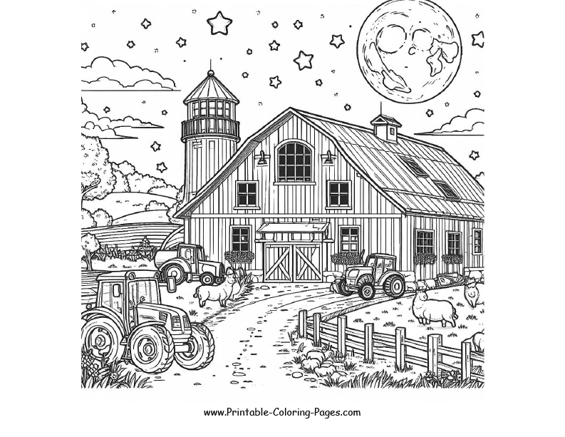 Farm Barns House Printable Coloring Page 5