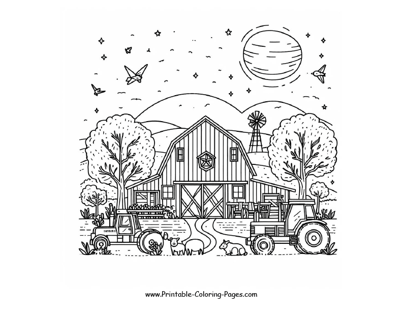 Farm Barns House Printable Coloring Page 6