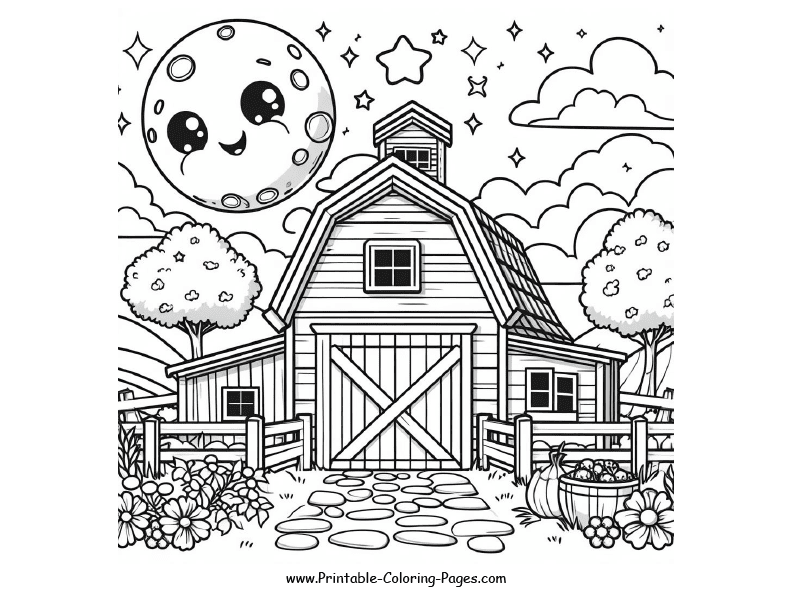 Farm Barns House Printable Coloring Page 7