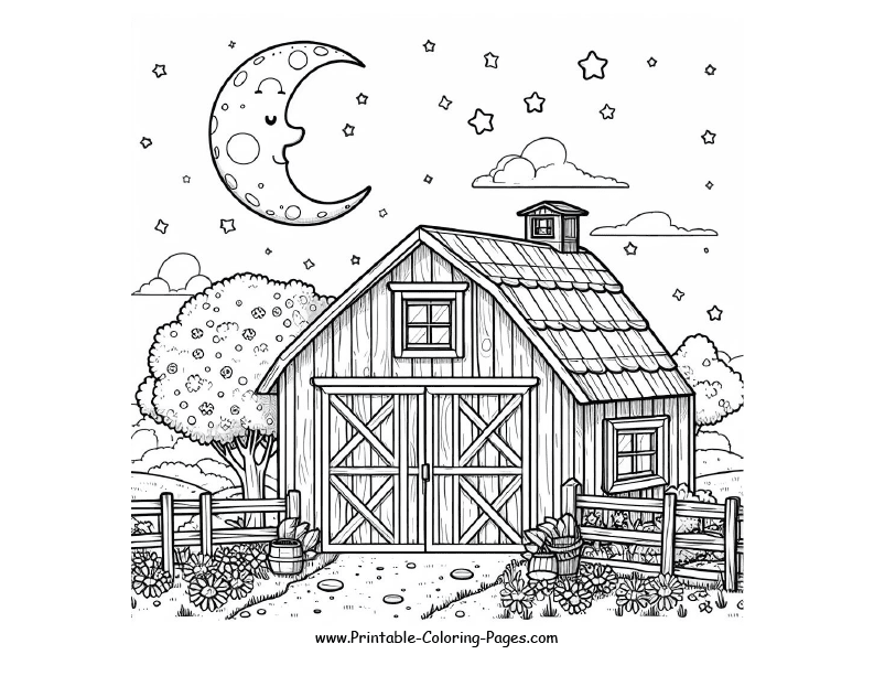 Farm Barns House Printable Coloring Page 8