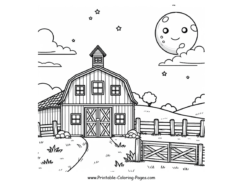 Farm Barns House Printable Coloring Page 9
