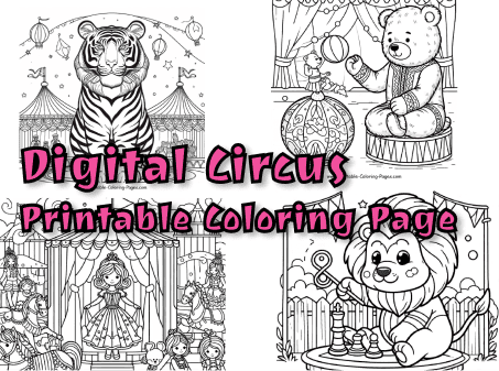 Free Amazing Digital Circus Printable Coloring Page