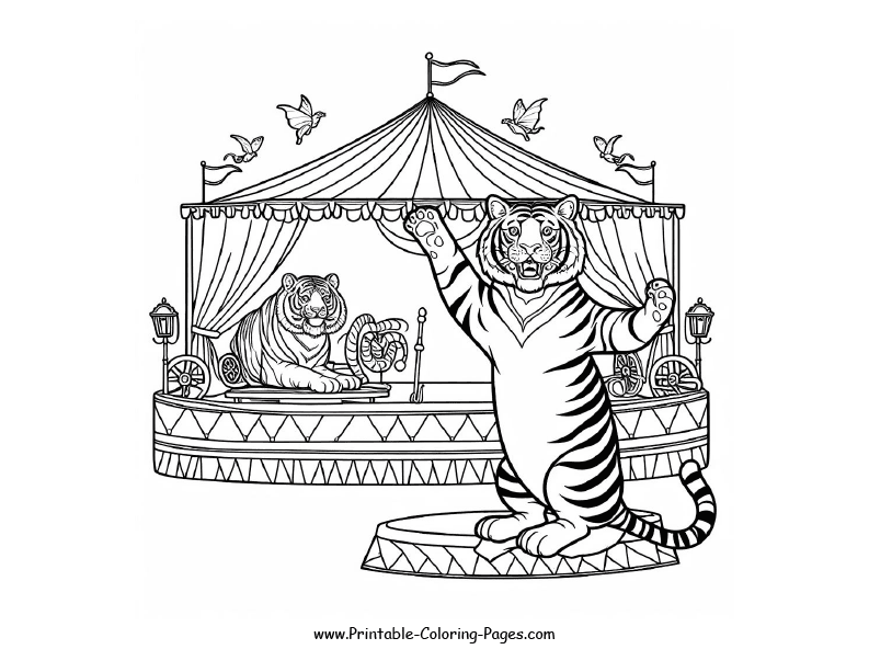 Tiger in Circus coloring page