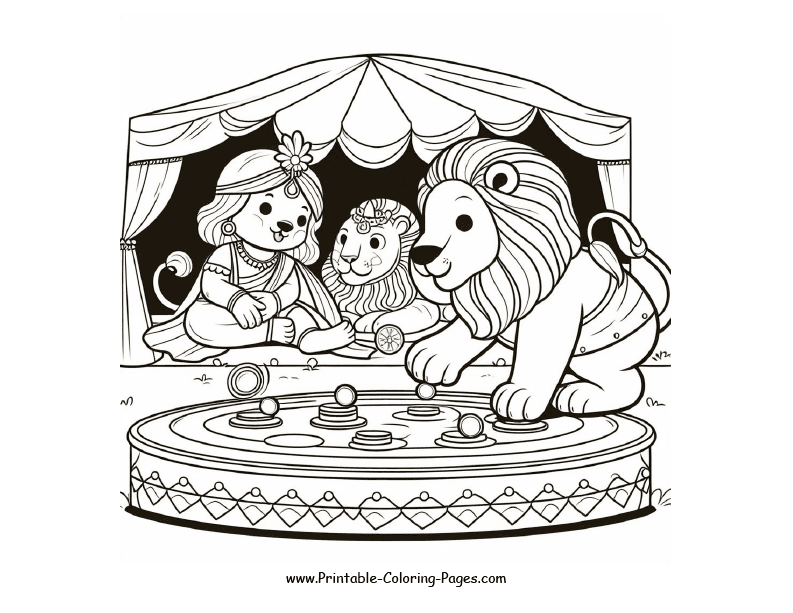 Lion and his friends in Circus coloring page