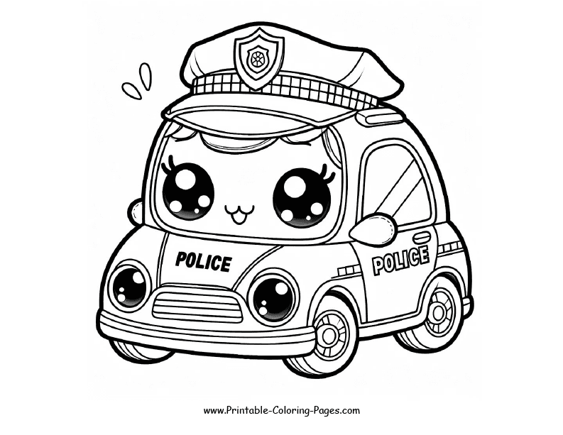 Police Car Printable Coloring Page Frame 1