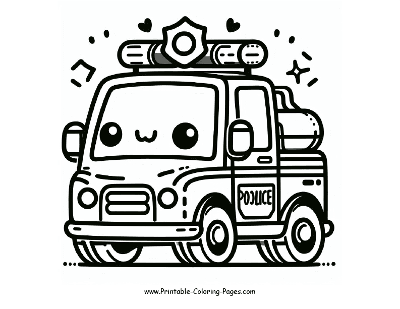 Police Car Printable Coloring Page Frame 8
