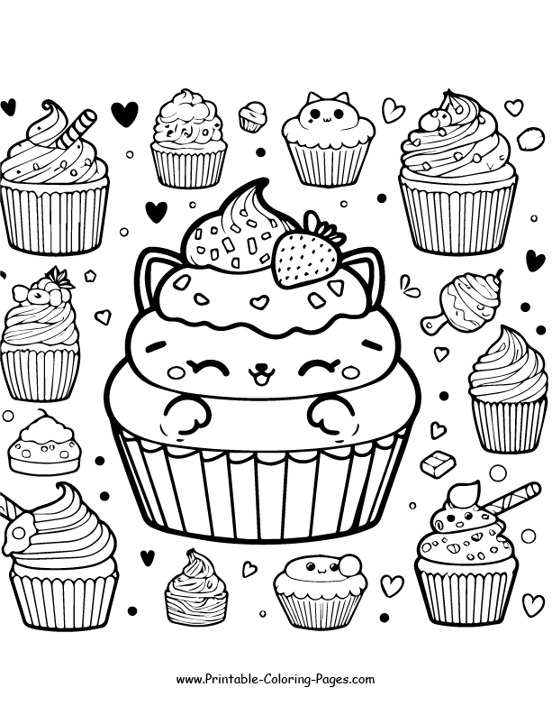 Cupcake Coloring Page 3