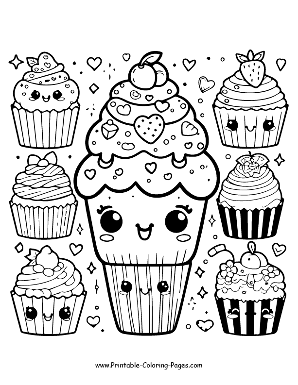 Cupcake Coloring Page 4