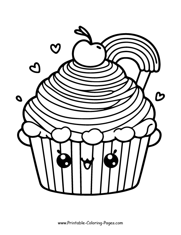 Cupcake Coloring Page 6