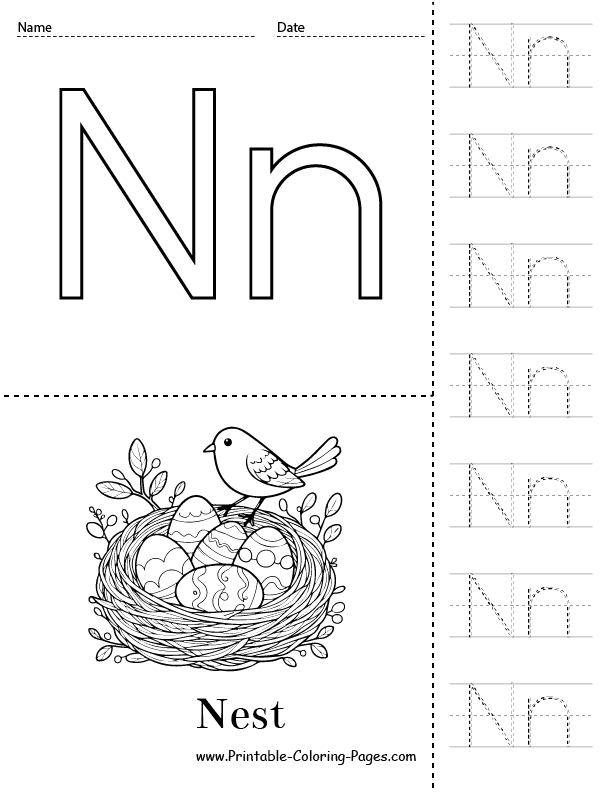 N coloring pages