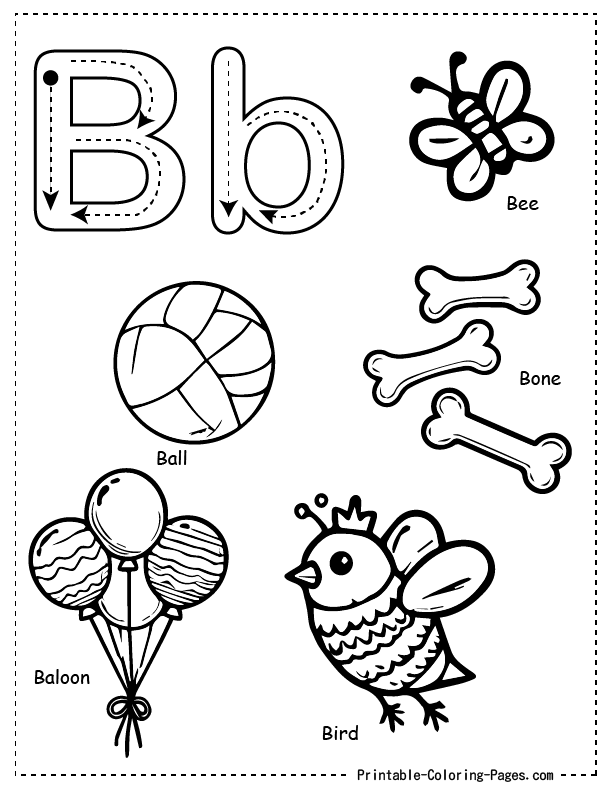 B Alphabet Coloring Pages