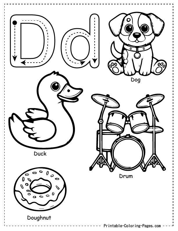 D Alphabet Coloring Pages 2