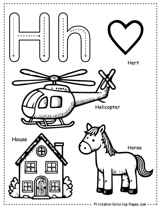 H Alphabet Coloring Pages 6