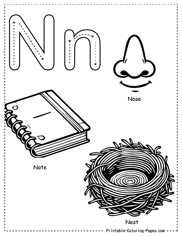 N Alphabet Coloring Pages 12