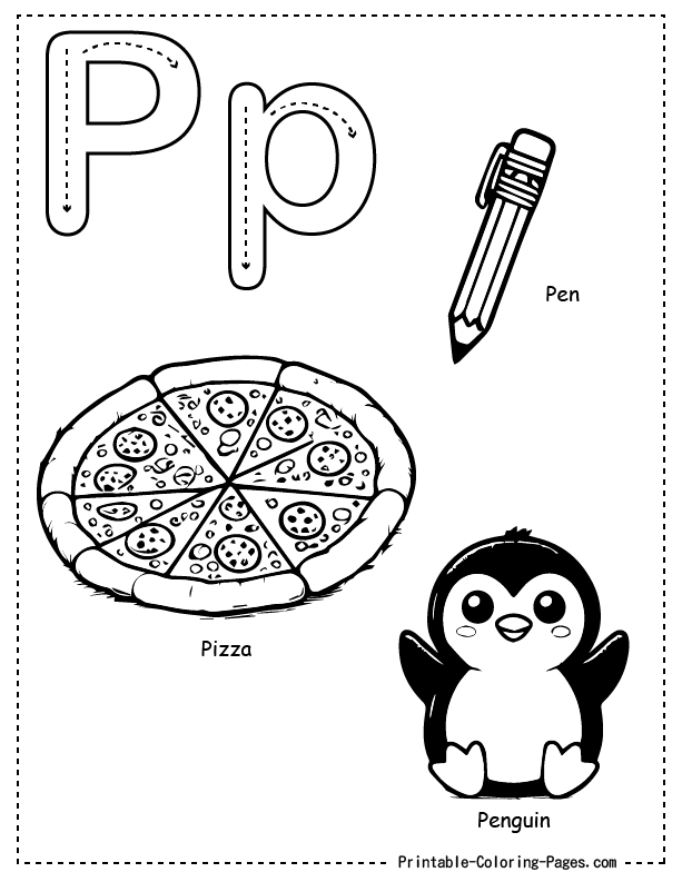 a coloring page of a letter p