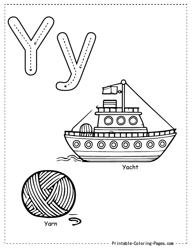 Printable abc coloring pages - a coloring page of a boat and a ball of yarn 