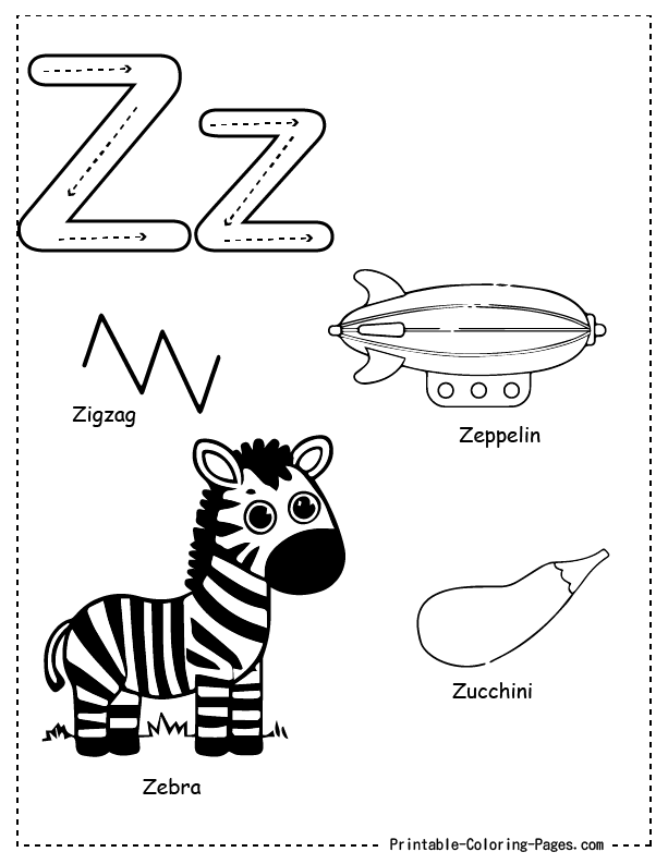 Z Alphabet Coloring Pages